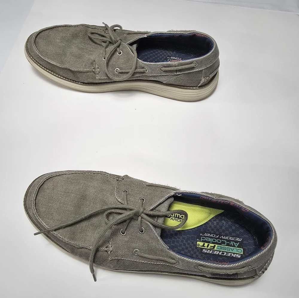 Skechers Casual Canvas Boat Shoes - Gray Size 14